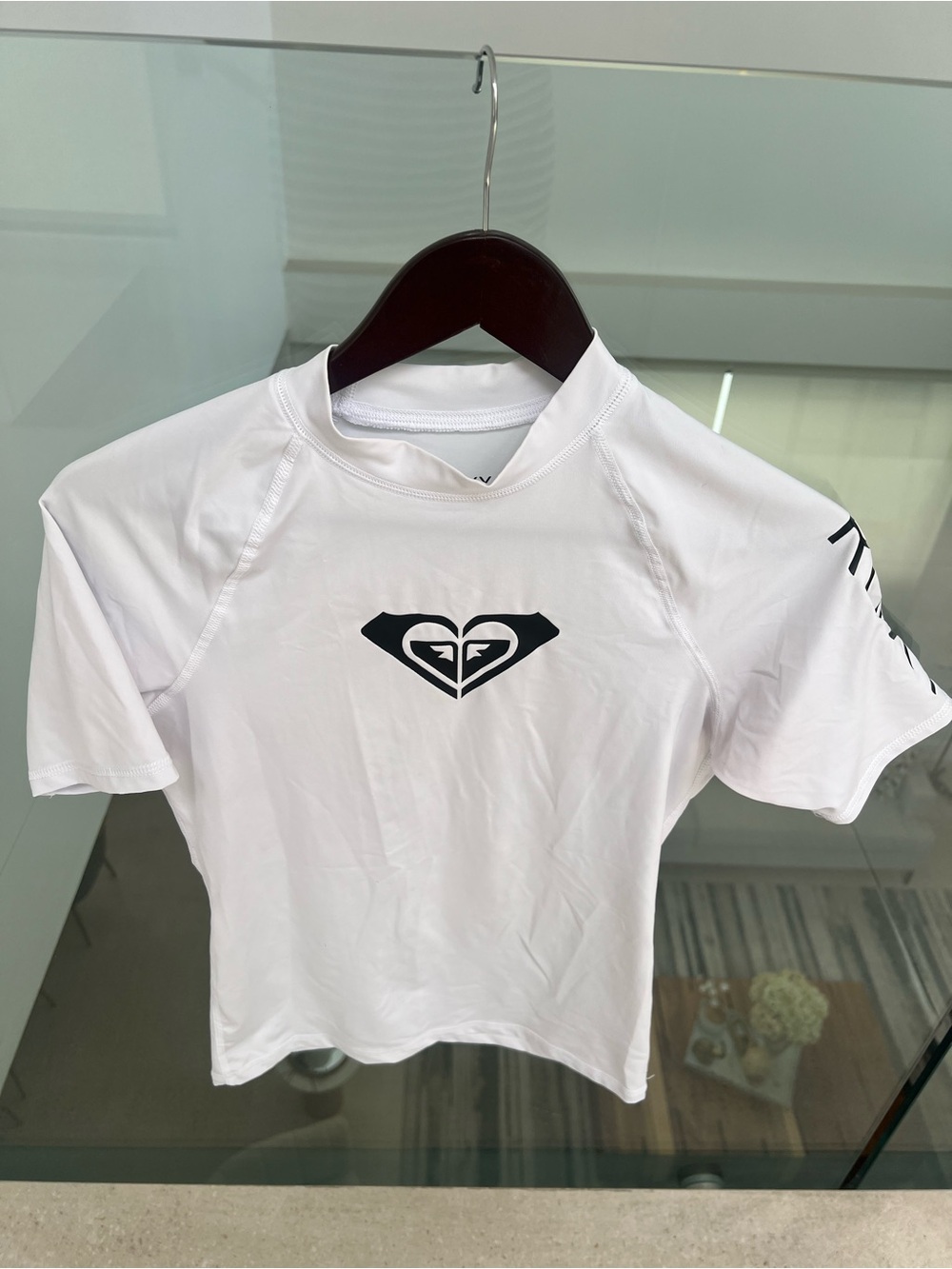 Roxy White Short-Sleeve Logo Rash Guard Tee